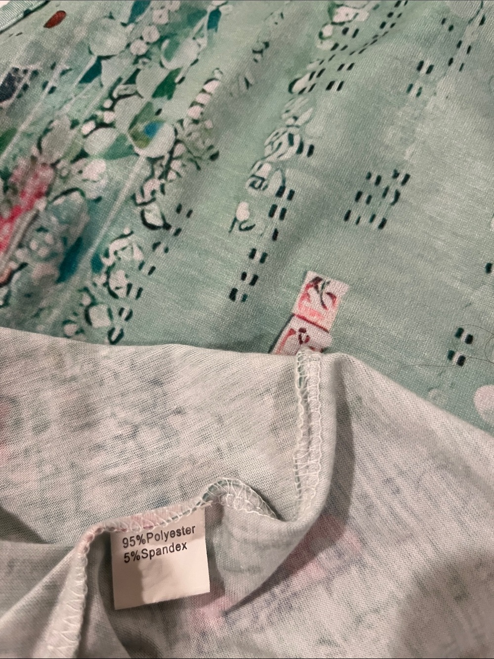 LuLaRoe Mint Green Floral V-Neck Tank - Picture 6 of 7